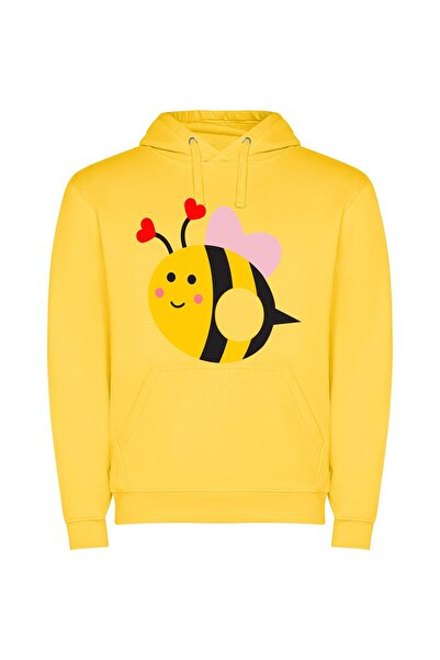 iLovePrints Buzzy Love Bug Φούτερ με κουκούλα σε χρώμα Κίτρινο