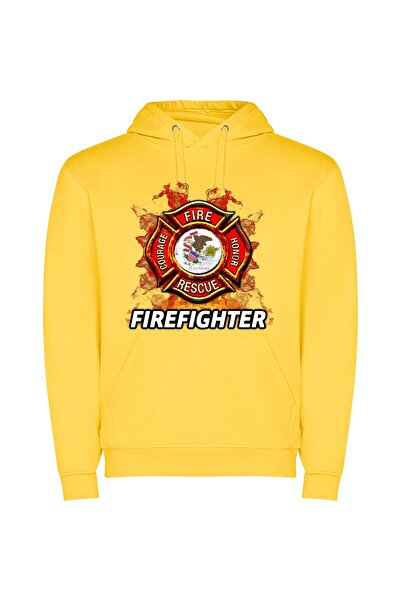 iLovePrints Fierce Chicago Fire Emblem Φούτερ με κουκούλα σε χρώμα Κίτρινο