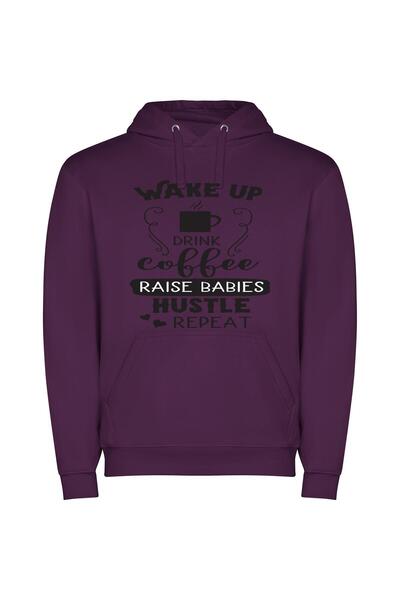 iLovePrints Caffeinated Hustle: Coffee & Parenthood Φούτερ με κουκούλα σε χρώ...