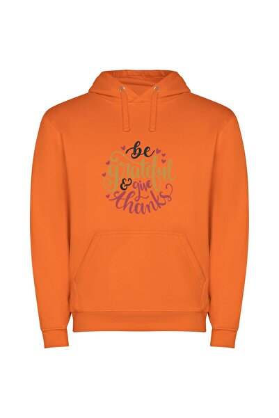 iLovePrints Grateful Bliss 6k Φούτερ με κουκούλα σε χρώμα Πορτοκαλί