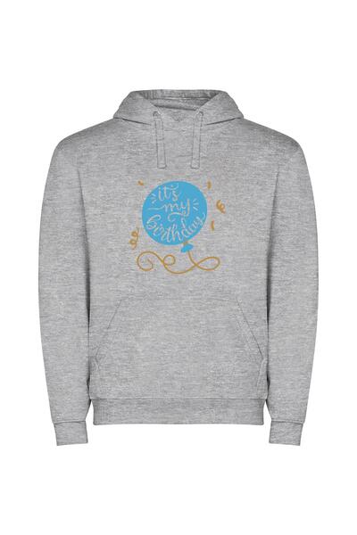 iLovePrints Whimsical Birthday Balloon Φούτερ με κουκούλα σε χρώμα Γκρι