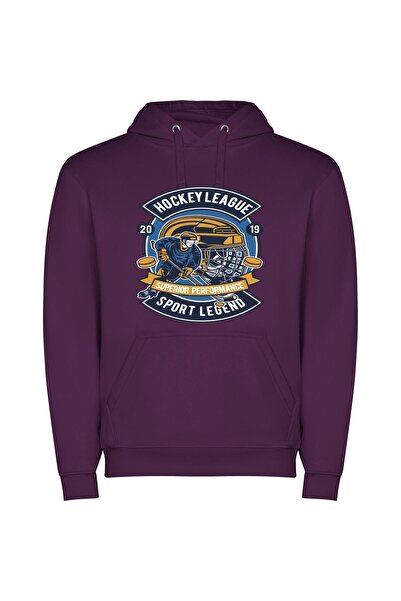 iLovePrints Gloved Guardian: Hockey Logo Φούτερ με κουκούλα σε χρώμα Μωβ