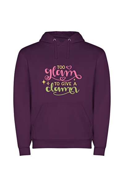 iLovePrints Glowy Glam Hand Drawn Φούτερ με κουκούλα σε χρώμα Μωβ