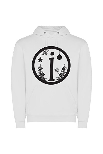 iLovePrints Elegant Holiday Emblem Φούτερ με κουκούλα σε χρώμα Λευκό