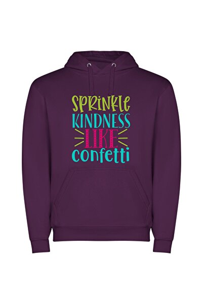 iLovePrints Kindness Sprinkle: Rain of Confetti Φούτερ με κουκούλα σε χρώμα Μωβ