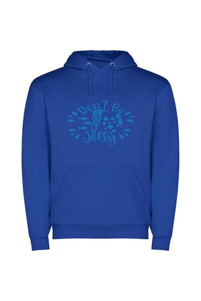 iLovePrints Blue Jelly Sea Φούτερ με κουκούλα σε χρώμα Μπλε