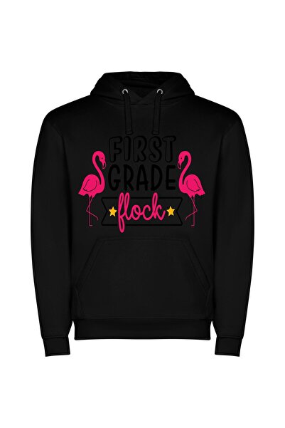 iLovePrints Flamingo Flock Champion Φούτερ με κουκούλα σε χρώμα Μαύρο