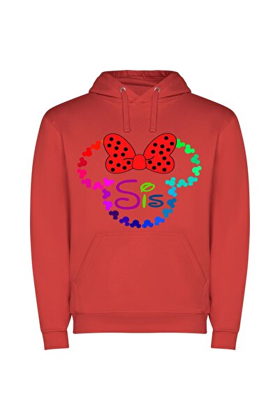 iLovePrints Sis in Disney Style Φούτερ με κουκούλα σε χρώμα Κόκκινο