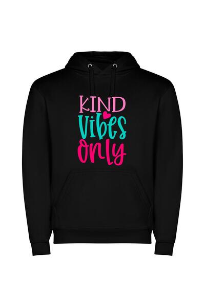 iLovePrints Vibes of Kindness Φούτερ με κουκούλα σε χρώμα Μαύρο