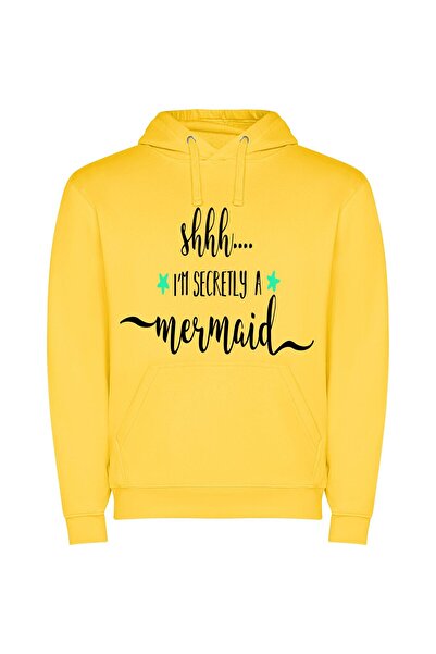 iLovePrints Silently Seductive Mermaid Φούτερ με κουκούλα σε χρώμα Κίτρινο