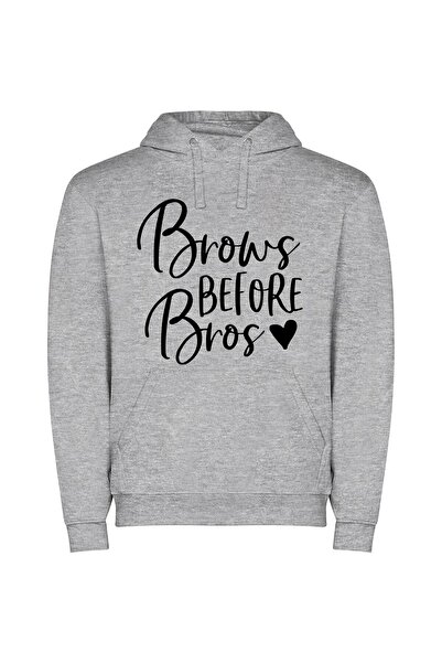 iLovePrints Brows over Bros: Elegantly Defined Φούτερ με κουκούλα σε χρώμα Γκρι