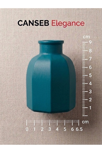 CANSEB Elegance 9X6.5Cm - Dark Turquoise - Octagonal Mini Vase - Hand-Painted...