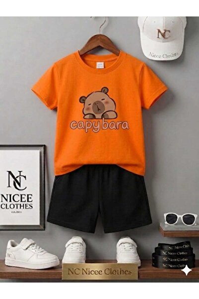 Leto Lykia Summer Children's T-Shirt Shorts Unisex (Sleeping Capybara Printed)