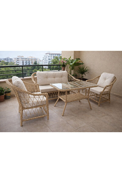 LAVİLLA GARDEN Tokyo 2+1+1 Rattan Bahçe ve Balkon Takımı | 110x60 Cam Masalı ...