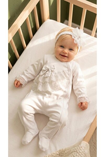 Bebila Baby بدلة طفلة مولوتلك مع دانتيل وباندانا، 100% قطن، إصدار المستشفى لح...