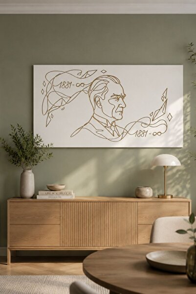 SEF DESING Ahşap Mdf Duvar Tablosu - Atatürk Silüetli, Modern Lazer Kesim Dek...