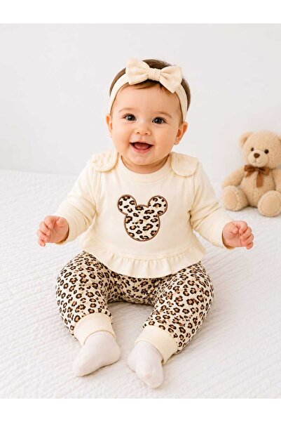 Leopar Desenli Bebek 2'li Alt Üst Takım