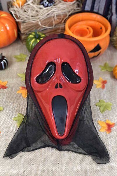 ReilaParty Lined Red Scream Mask Ghostface Scream Ghost Face Halloween Costum...
