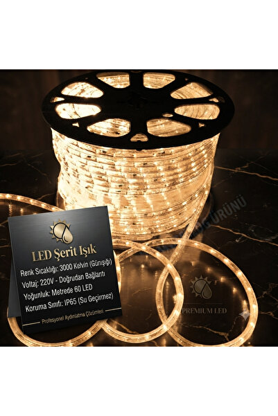 Bs Light Günışığı (3000K) 3 Çipli Şerit Led Işık Hortum Led Aydınlatma Dış Me...