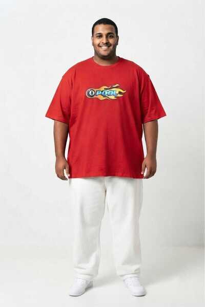 Gutty تي شيرت رجالي مطبوع باللون الأحمر 100% قطن مقاس كبير - 3XL 4XL 5XL 6XL ...