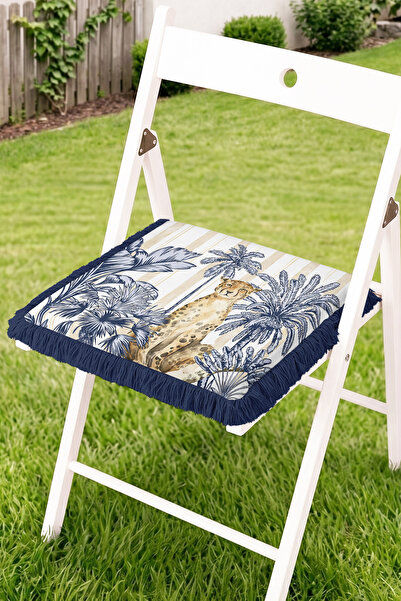 Realhomes Leopard Figured Tropical Palm Patterned Fringed Zippered Chair Cush...
