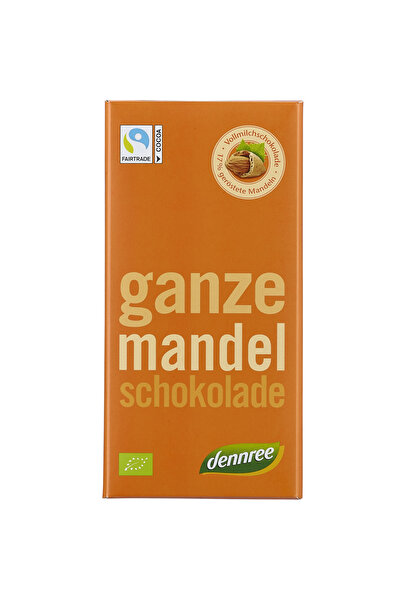 Dennree Ciocolată cu lapte organic cu migdale întregi 100 g