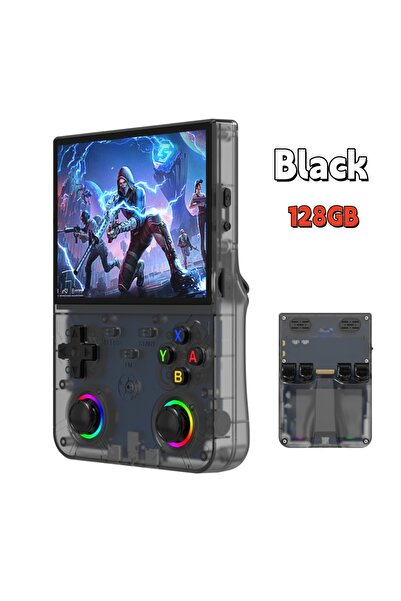 Choice6 black-128G New R36 Ultra X Retro Video Game Console 4.5-inch IPS Scre...