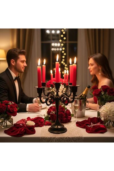 RELYE RELY+ 5 Arm Matte Black Candelabra Taper Candle Holders Christmas Decor...