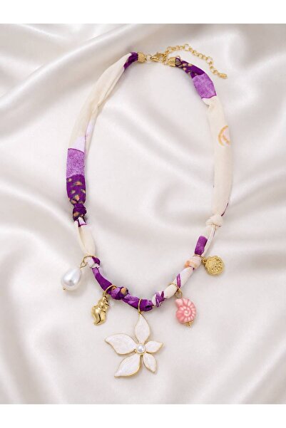 Yonca Çelik Scarf Necklace Charm Scarf Steel Women's Necklace Special Design ...