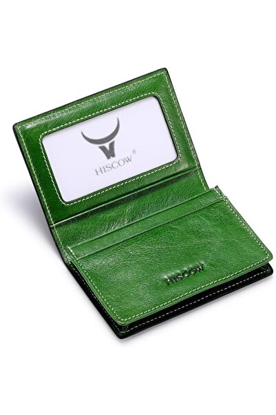 HISCOW Leather Business Card Case Holder for Men & Women, Italian Calfskin