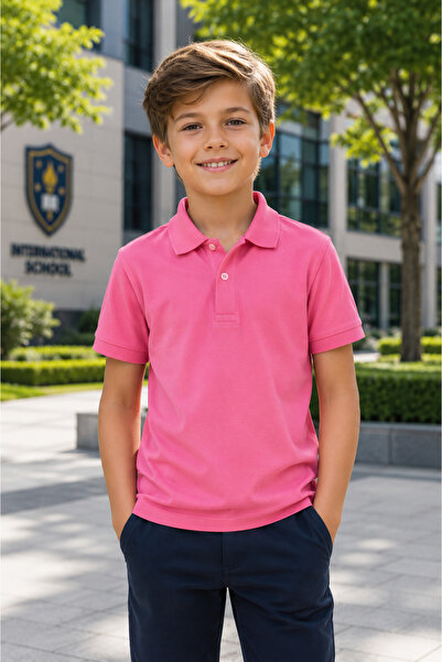 Yalçınoğlu Kids Premium School Polo Collar T-Shirt 100% Cotton Boys' School T...