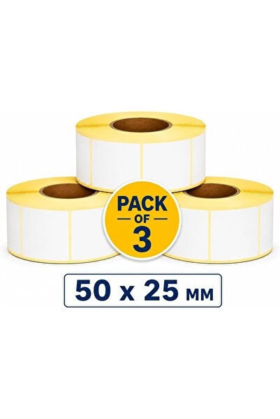 Generic عبوة من 3 لفات، ملصقات باركود حرارية، مقاس 50 مم × 25 مم، قطر داخلي 4...