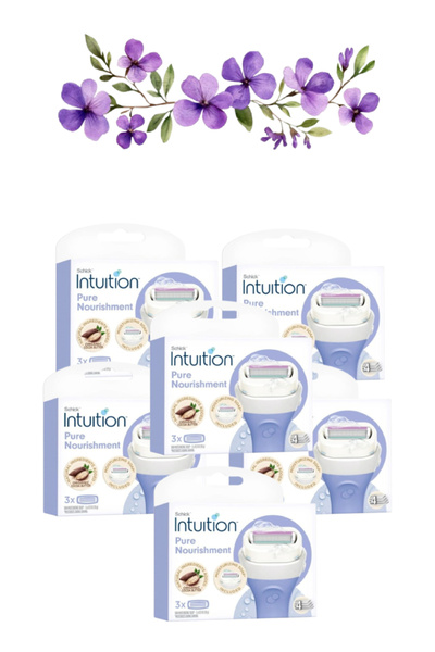 Schick Intuition 6 Pieces Pure Nourishment Women's Razor Refills Pack of 3