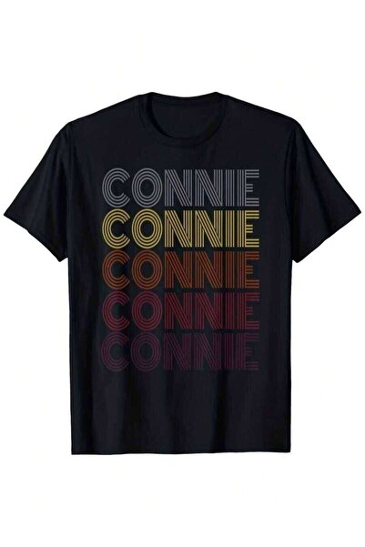 9JY تي شيرت ريترو للرجال والنساء بطباعة CONNIE - تي شيرت متعدد الألوان بخطوط ...
