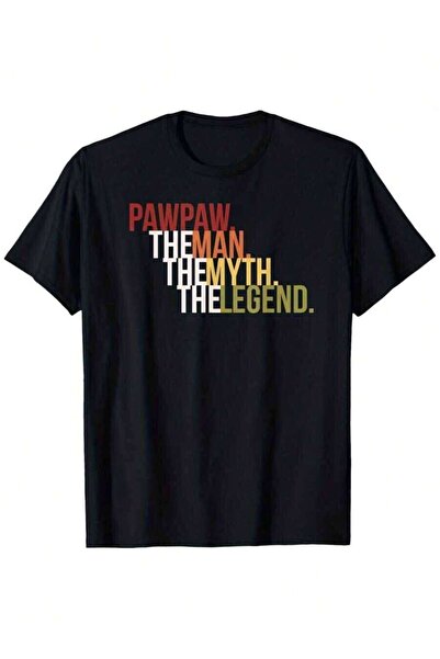9JY تي شيرت رجالي بأكمام قصيرة من ماركة Pawpaw Man Myth The Legend Vintage هد...