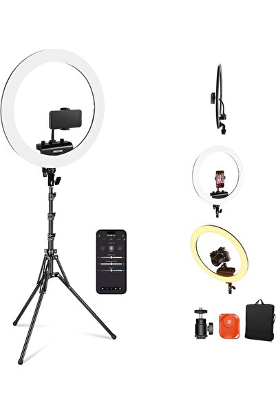 NEEWER Professional 18 Inch Ring Light with Tripod Stand Holder, 45W Remote S...