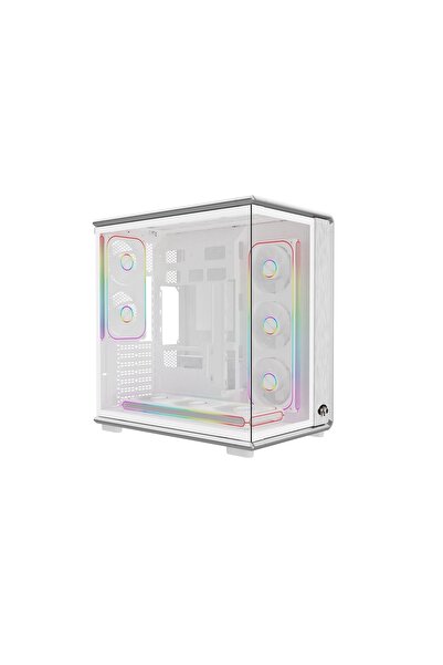 Strong Vhagar 8x 120mm ARGB Fanlı Kumandalı Gaming Akvaryum Beyaz Kasa (Power...