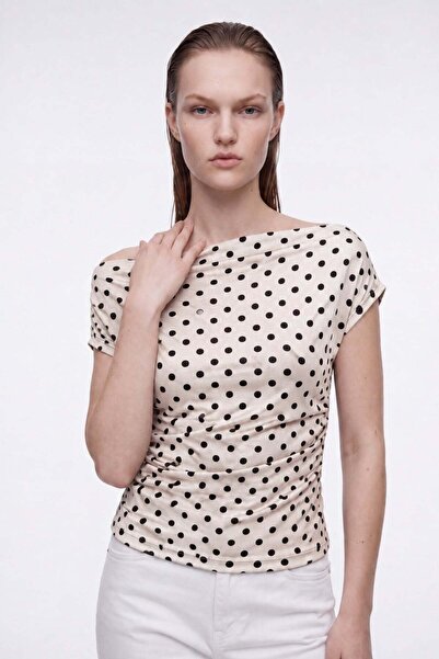 HAKKE Women's Polka Dot Drawstring Model Bluz