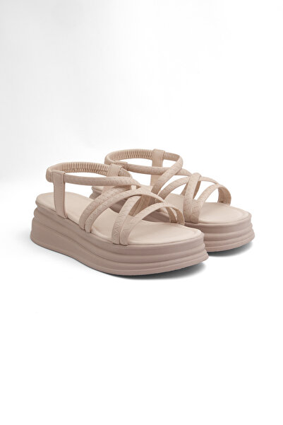 Mamito Ayakkabı Smh 312 Cross-Strap Detailed Elastic High-Heeled Sandals