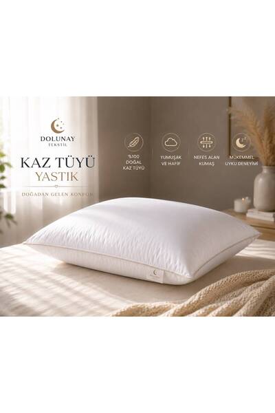 dolunay tekstil KAZ TÜYÜ YASTIK, 50*70 CM, % 20 GIDI TÜYÜ, KAZ TÜYÜ DOLĞU, NE...