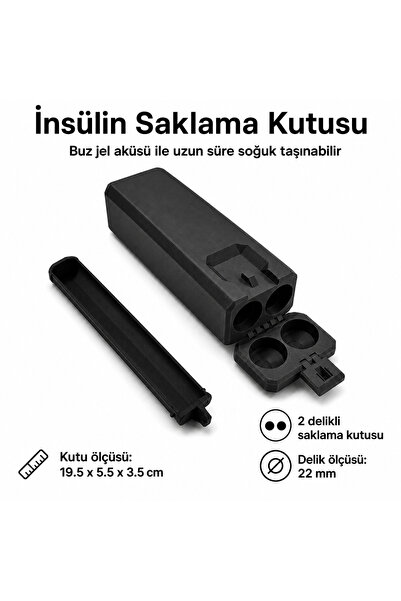 Mayex3d 2 GÖZLÜ İNSÜLİN SAKLAMA KUTUSU (SİYAH)