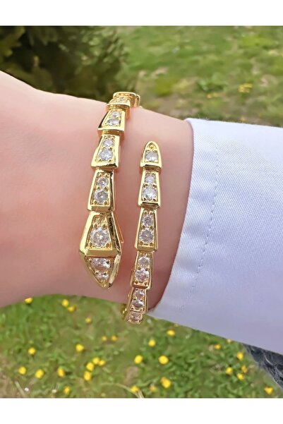 Nazellaa Gold Plated Snake Model Stone Bracelet