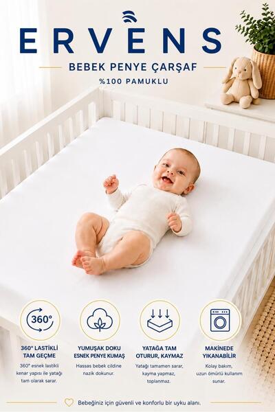%100 Pamuklu Lastikli Penye Bebek Çarşafı | Park Yatak | 60x120 | 70x110 | 70x120 | 70x130 | 70x140|