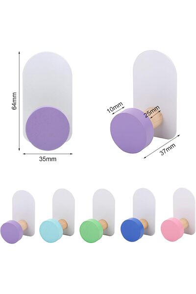 STARSTAR Colorful wall hooks,a set of 5 self-adhesive hooks for towels,no dri...