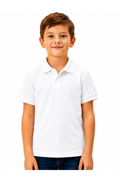 Babix White Short Sleeve Unisex Children's Plain Lakos T-Shirt/T-Shirt for Ag...