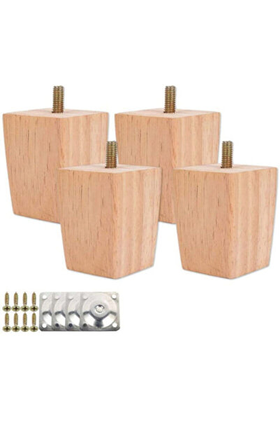 STARSTAR A set of 4 wooden bed legs, including mounting plate and screws - 5 ...