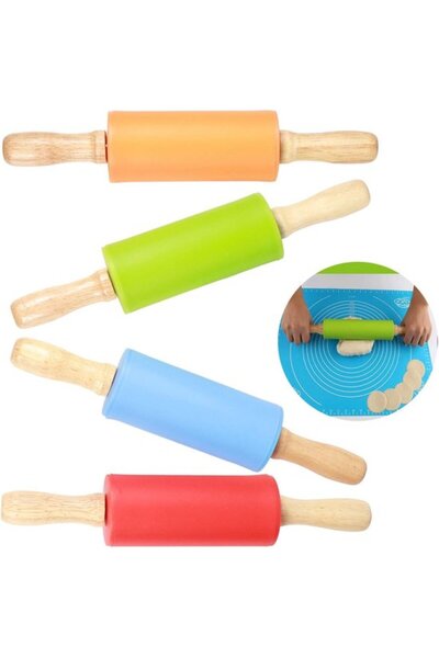 STARSTAR Rolling pins, 4-piece mini rolling pin pack, wooden handle, non-stic...