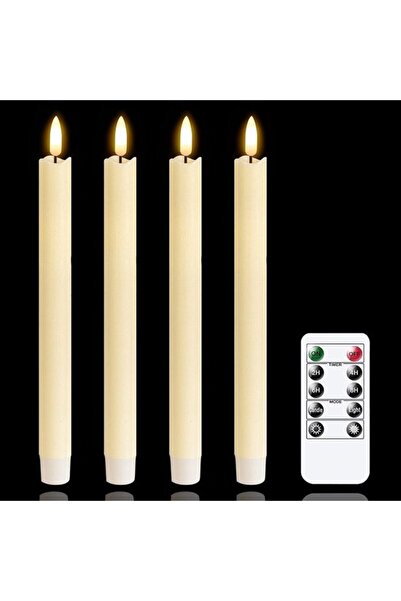 STARSTAR 6pc Real Wax Flameless Ivory Candle Cones with Remote Control Timer ...