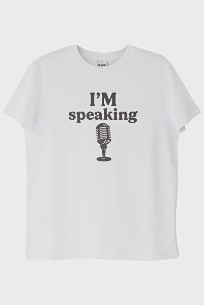 lofux I'M Speaking Design Printed White T-Shirt