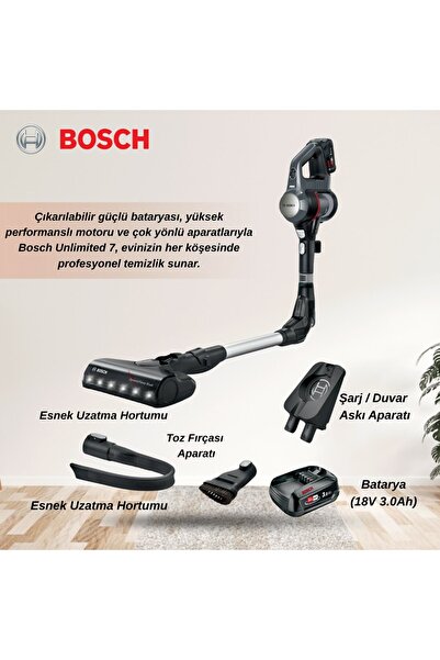 Bosch Unlimited 7 BCS712ATR Şarjlı Dikey Süpürge